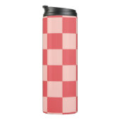 Rosa Red Checkered Gingham Pattern Thermosbecher (Nach rechts gedreht)