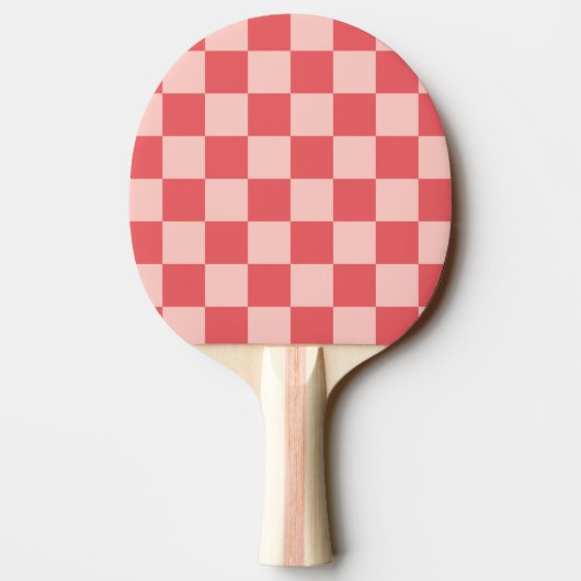 Rosa Red Checkered Gingham Pattern Tischtennis Schläger (Rückseite)