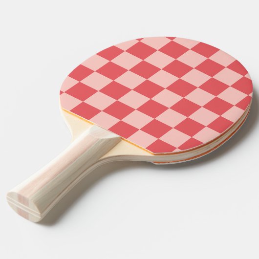 Rosa Red Checkered Gingham Pattern Tischtennis Schläger (Vorderseite)