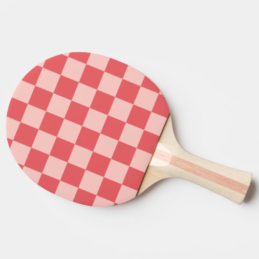 Rosa Red Checkered Gingham Pattern Tischtennis Schläger (Seitenansicht)