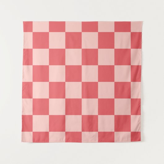 Rosa Red Checkered Gingham Pattern Wandteppich (Vorderseite (Horizontal))