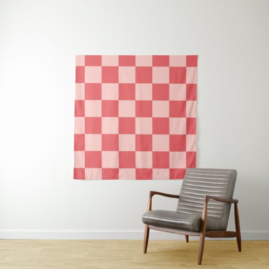 Rosa Red Checkered Gingham Pattern Wandteppich (Beispiel)