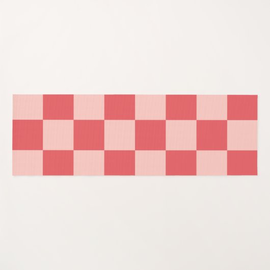 Rosa Red Checkered Gingham Pattern Yogamatte (Vorderseite (Horizontal))