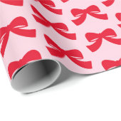 Rosa Red Christmas Bow Wrapping Paper Geschenkpapier (Rolleneckpunkt)