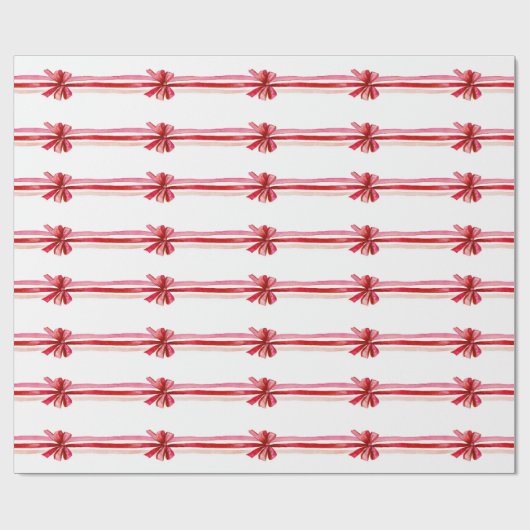 Rosa Red Christmas Bows Holiday Geschenkpapier (Flach)