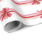 Rosa Red Christmas Bows Holiday Geschenkpapier (Rolleneckpunkt)