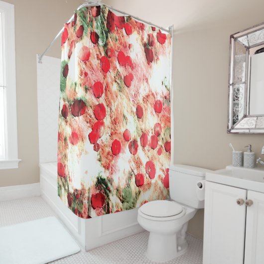 Rosa Red Dirty Polka Dot Grunge Duschvorhang (Beispiel)