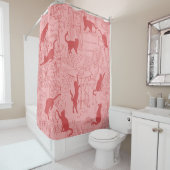 Rosa Red French Cat Paris Café Dusche Vorhang (Beispiel)
