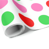 Rosa Red Green Polka Dot Weihnachten Geschenkpapier (Rolleneckpunkt)