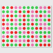 Rosa Red Green Polka Dot Weihnachten Geschenkpapier (Flach)