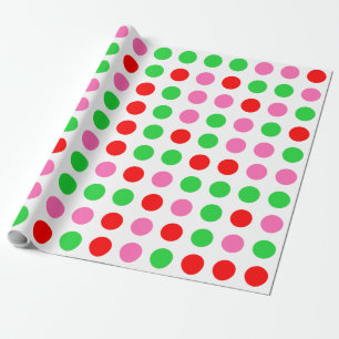 Rosa Red Green Polka Dot Weihnachten Geschenkpapier