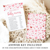 Rosa Red Hearts Valentine Celebrity Baby Name Game Einladung