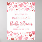 Rosa Red Hearts Valentine Sweetheart Baby Dusche Poster (Vorne)