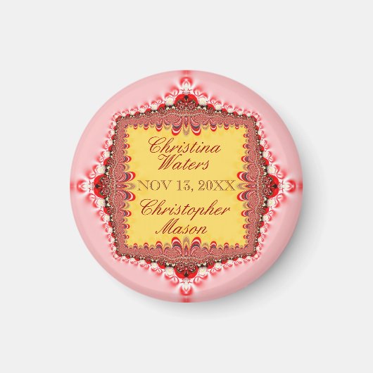 Rosa Red Lace Wedding Date Announcement Magnet (Vorne)