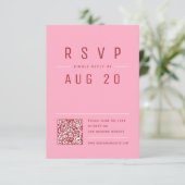 Rosa Red Modern Chic Einfache Typografie QR-Code RSVP Karte (Stehend Vorderseite)