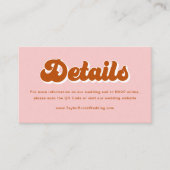 Rosa Red Orange Retro 70er Wedding Website Begleitkarte (Vorderseite)