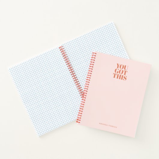 Rosa Red Pastel Retro Custom Calligraphy Notebook Notizblock (Innenseite)