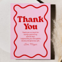 Rosa Red Retro Wavy Border Geburtstagsparty