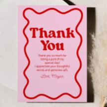 Rosa Red Retro Wavy Border Geburtstagsparty