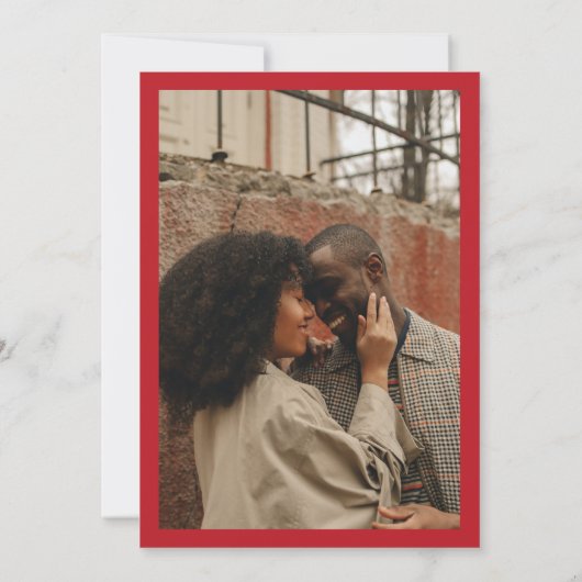 Rosa Red Retro Wavy Seventies Hochzeit Save The Date (Rückseite)