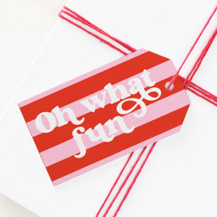 Rosa Red Retro Weihnachtsgeschenk Tag Geschenkanhänger