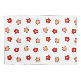 Rosa Red Retro Y2K Spielvolles Blossom Blumenmuste Kissenbezug