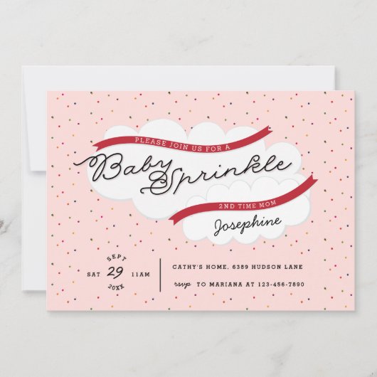 Rosa Red Second Baby Sprinkle Einladung (Vorderseite)