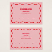 Rosa Red Squigggu Wavy Modern Earring Display Card (Vorne & Hinten)