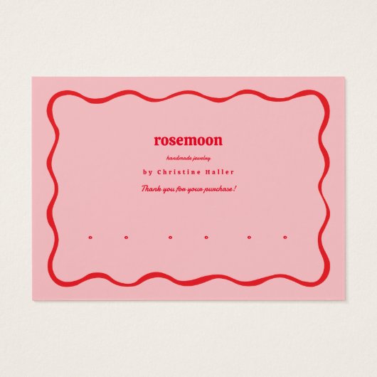 Rosa Red Squigggu Wavy Modern Earring Display Card (Rückseite)