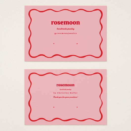 Rosa Red Squiggle Modern Earring Display Card (Vorne & Hinten)