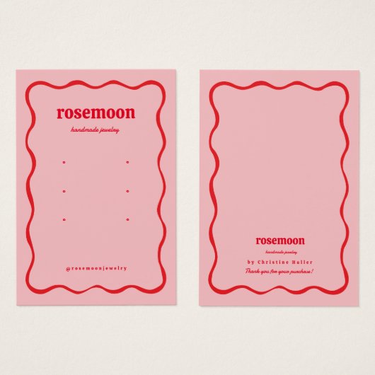 Rosa Red Squiggle Modern Earring Display Card (Vorne & Hinten)