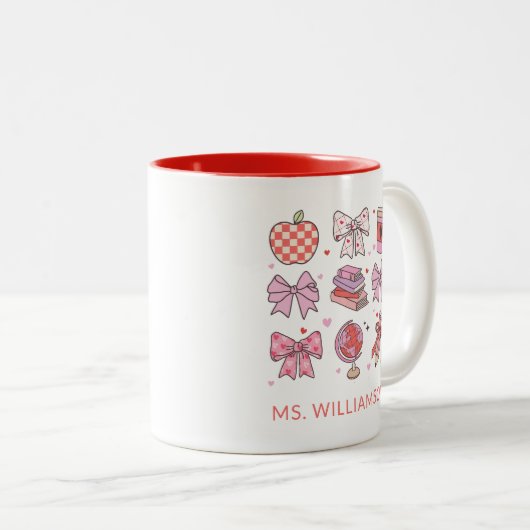 Rosa Red Teacher Wertschätzung Geschenk Valentinst Zweifarbige Tasse (VorderseiteRechts)