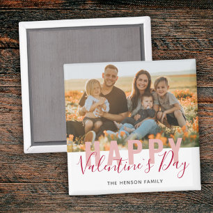 Rosa Red Valentine Day Script Family Foto Magnet