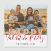 Rosa Red Valentine Day Script Family Foto Magnetkarte (Vorderseite)