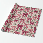 Rosa Red Vintage Weihnachtsbäume Wrapping Paper Geschenkpapier (Ungerollt)