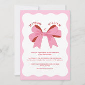 Rosa Red Wavy Retro Hochzeit Einladung (Vorderseite)