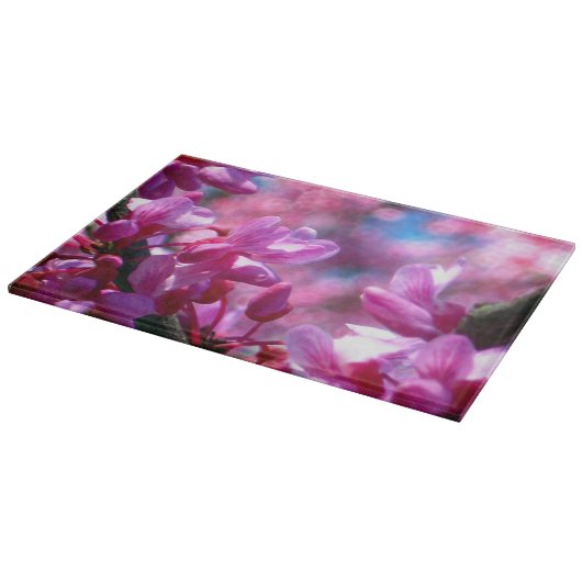 Rosa Redbud Blüten Schneidebrett (Ecke)