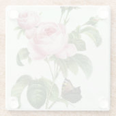 Rosa Redoute Rose Glass Untersetzer (Rückseite)