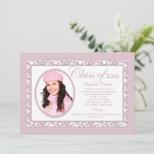 Rosa Reflection Foto Einladung (Stehend Vorderseite)