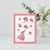 Rosa Regen Postkarte (Stehend Vorderseite)