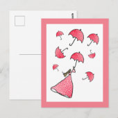 Rosa Regen Postkarte (Vorne/Hinten)