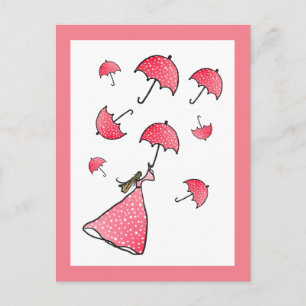 Rosa Regen Postkarte