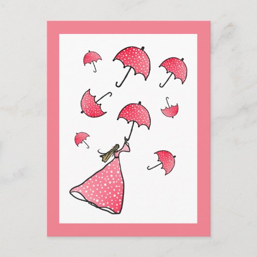 Rosa Regen Postkarte (Vorderseite)