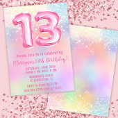 Rosa Regenbogen 13. Geburtstag Einladung