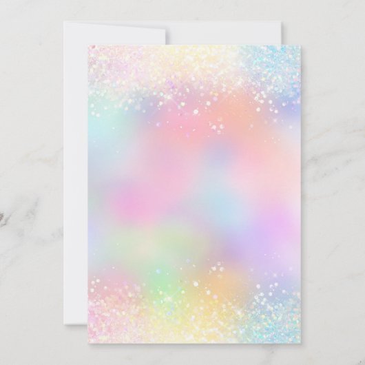 Rosa Regenbogen 8. Geburtstag Einladung (Rückseite)