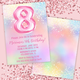 Rosa Regenbogen 8. Geburtstag Einladung