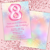 Rosa Regenbogen 8. Geburtstag Einladung