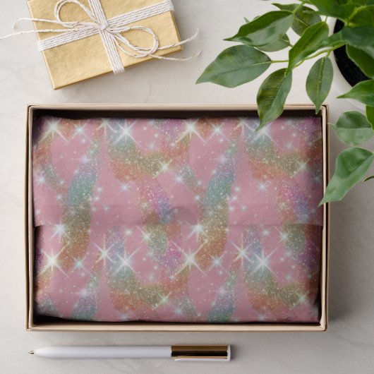Rosa Regenbogen-Attrappe-Glitter-Funkel-Muster Seidenpapier (Geschenk)