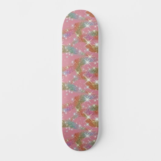 Rosa Regenbogen-Attrappe-Glitter-Funkel-Muster Skateboard (Vorderseite)