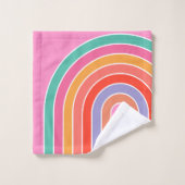 Rosa Regenbogen Badhandtuch Set (Waschlappen)